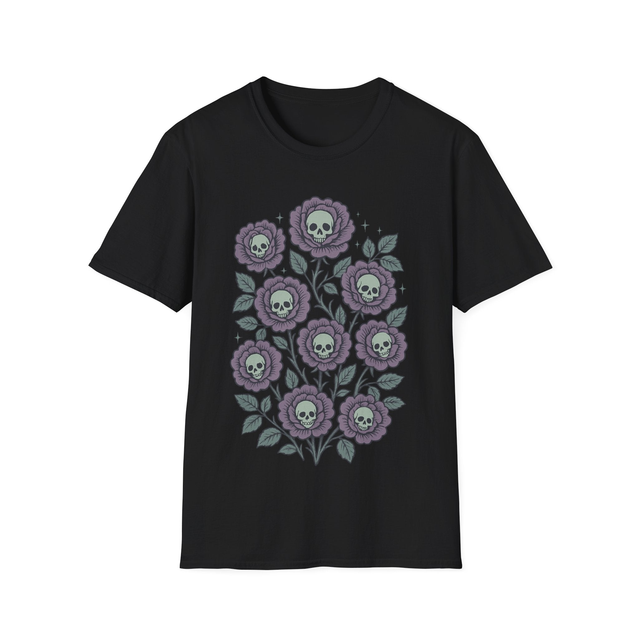 Gothic Floral Skull Rose Bouquet T-Shirt