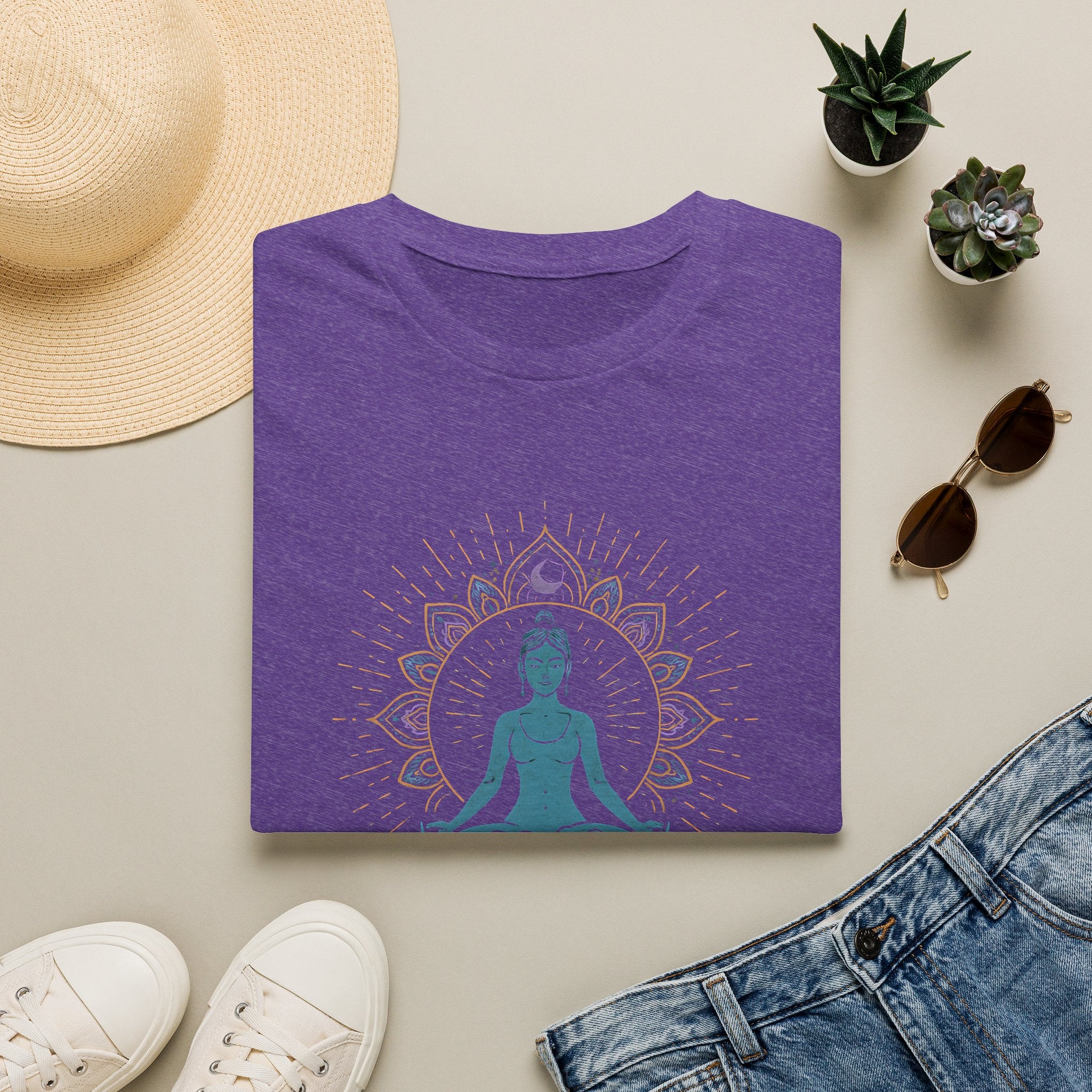 Blue Meditating Woman T-Shirt