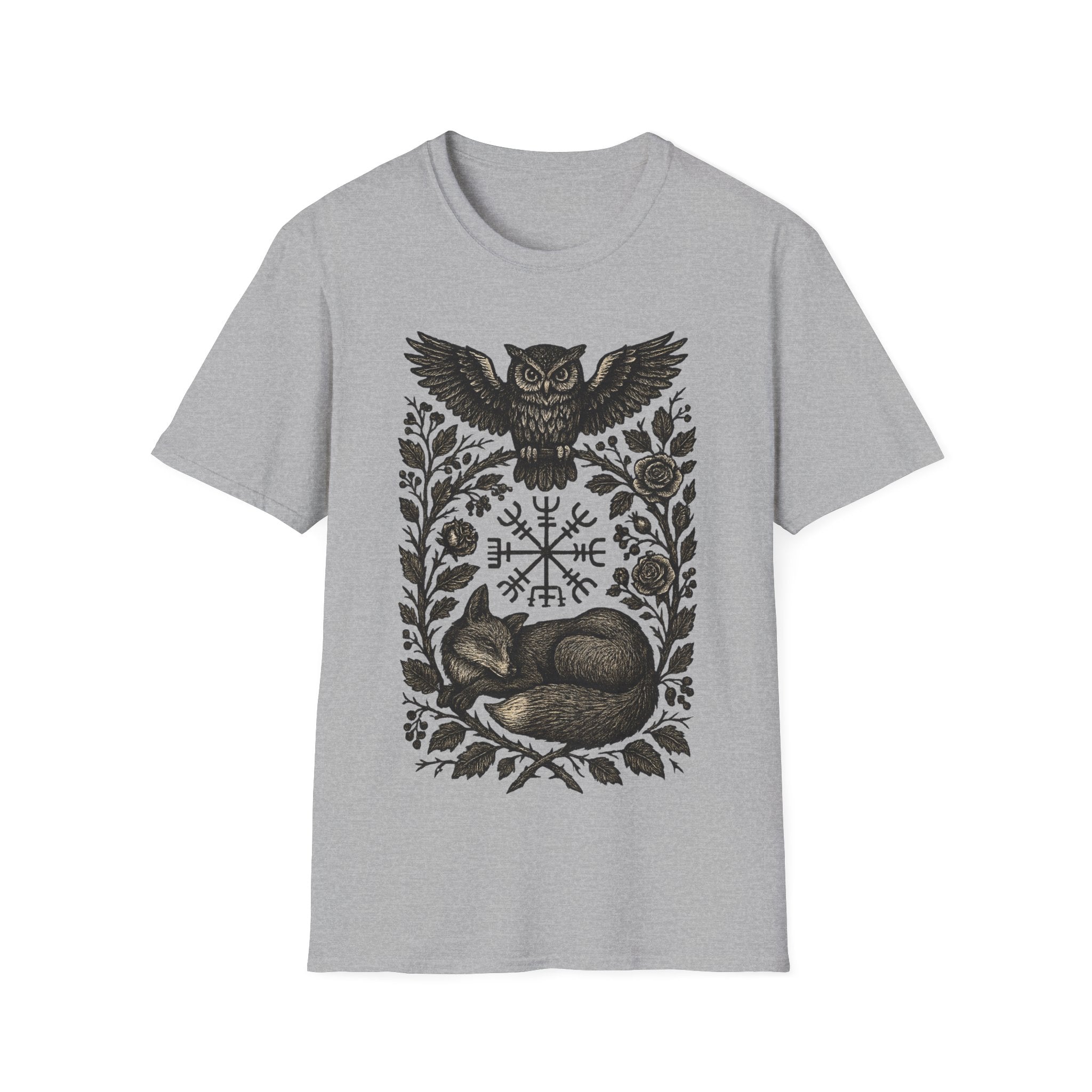 Norse Owl & Sleeping Fox Vegvisir T-Shirt