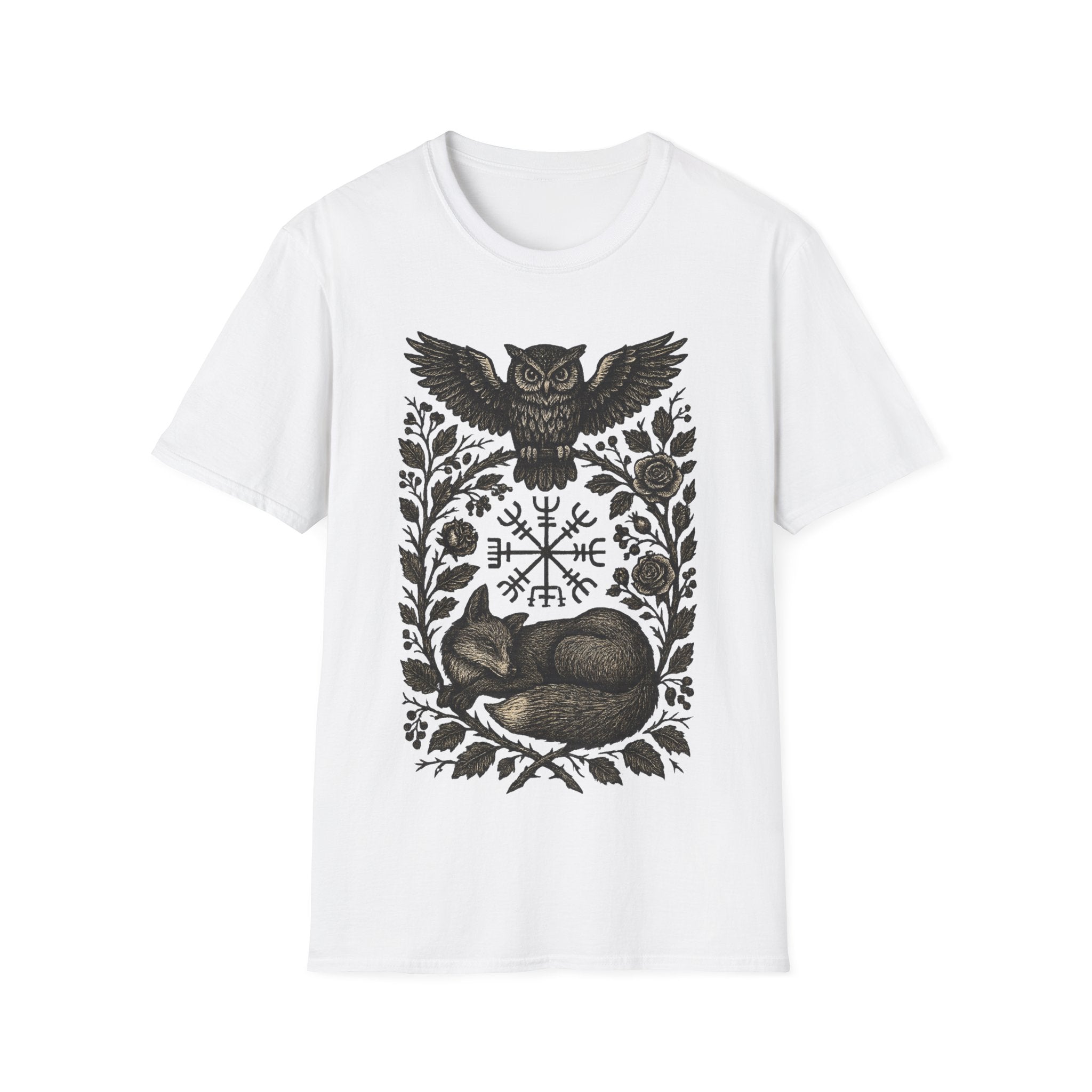 Norse Owl & Sleeping Fox Vegvisir T-Shirt