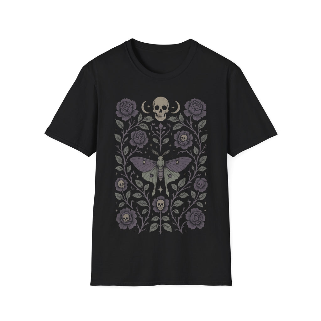 Dark Gothic Crescent Moon Death Moth T-Shirt