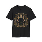 Moon Phases Celestial Botanical Wreath T-Shirt