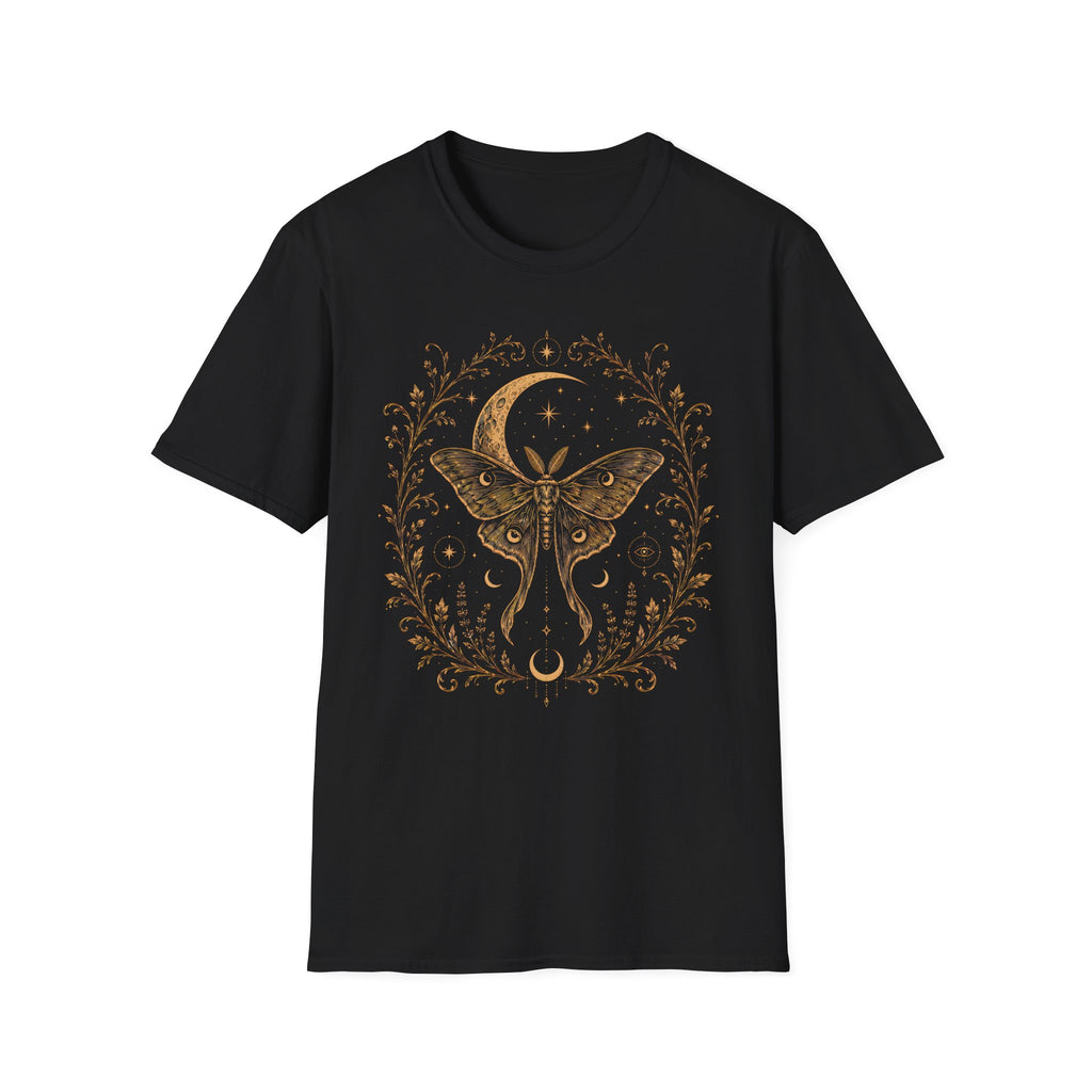 Night Sky Crescent Moon Celestial Luna Moth T-Shirt