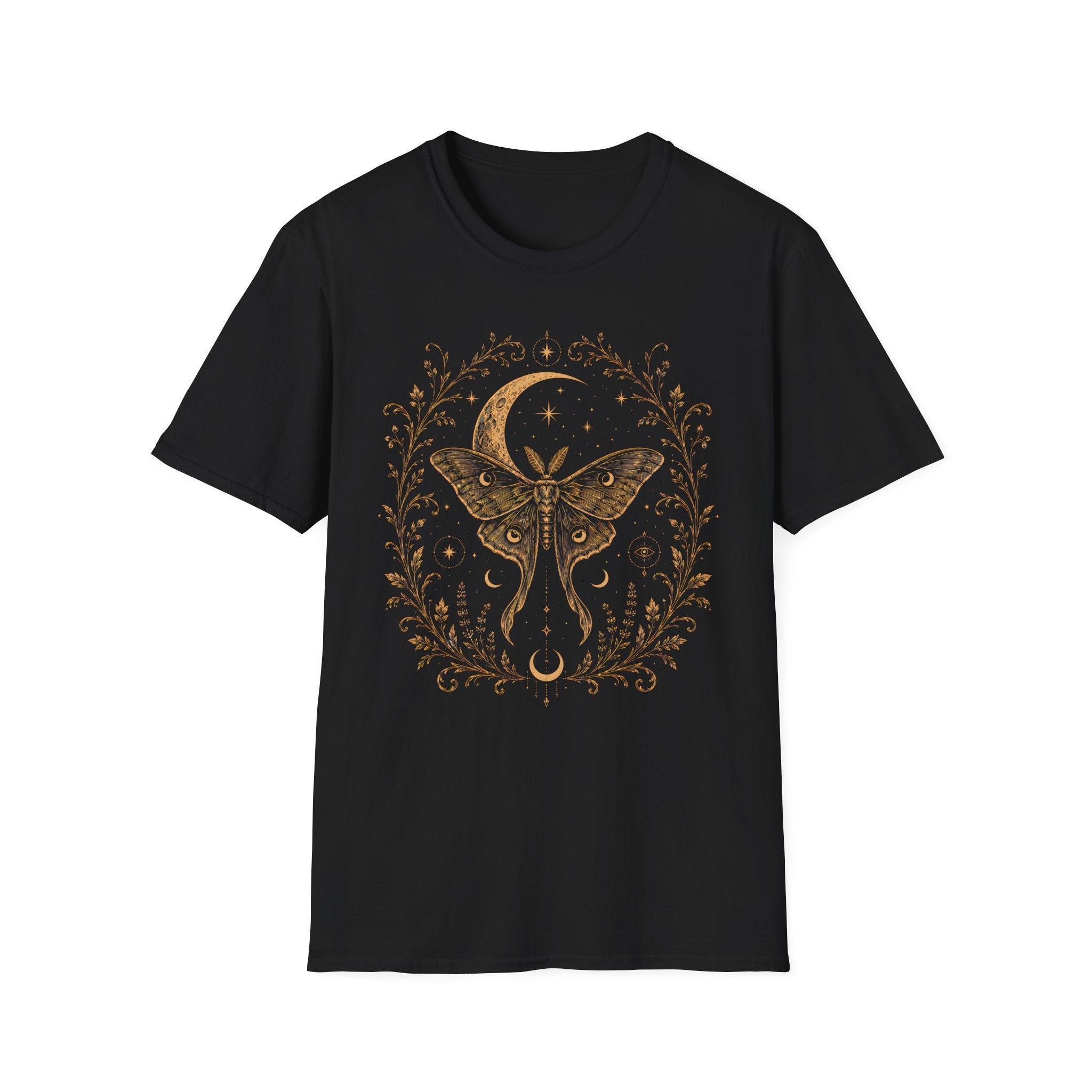 Night Sky Crescent Moon Celestial Luna Moth T-Shirt