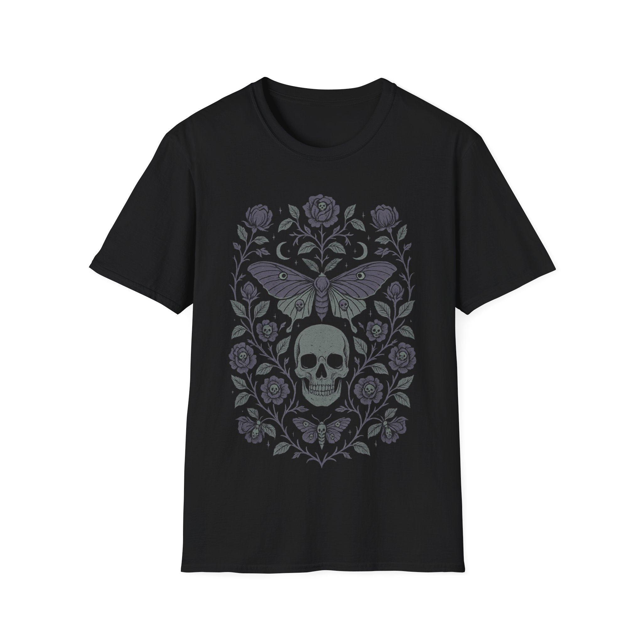 Gothic Skull, Death Moth & Skull Roses T-Shirt