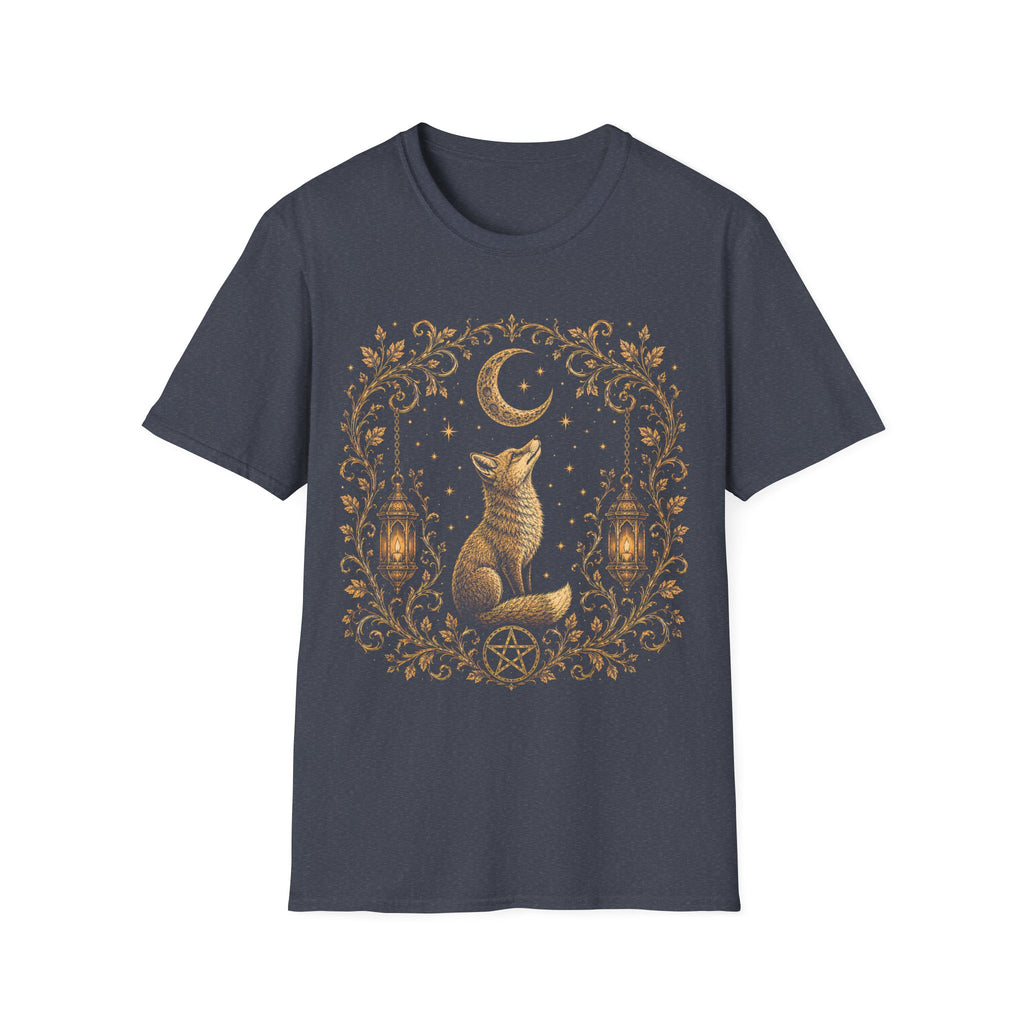 Celestial Fox Under Crescent Moon T-Shirt