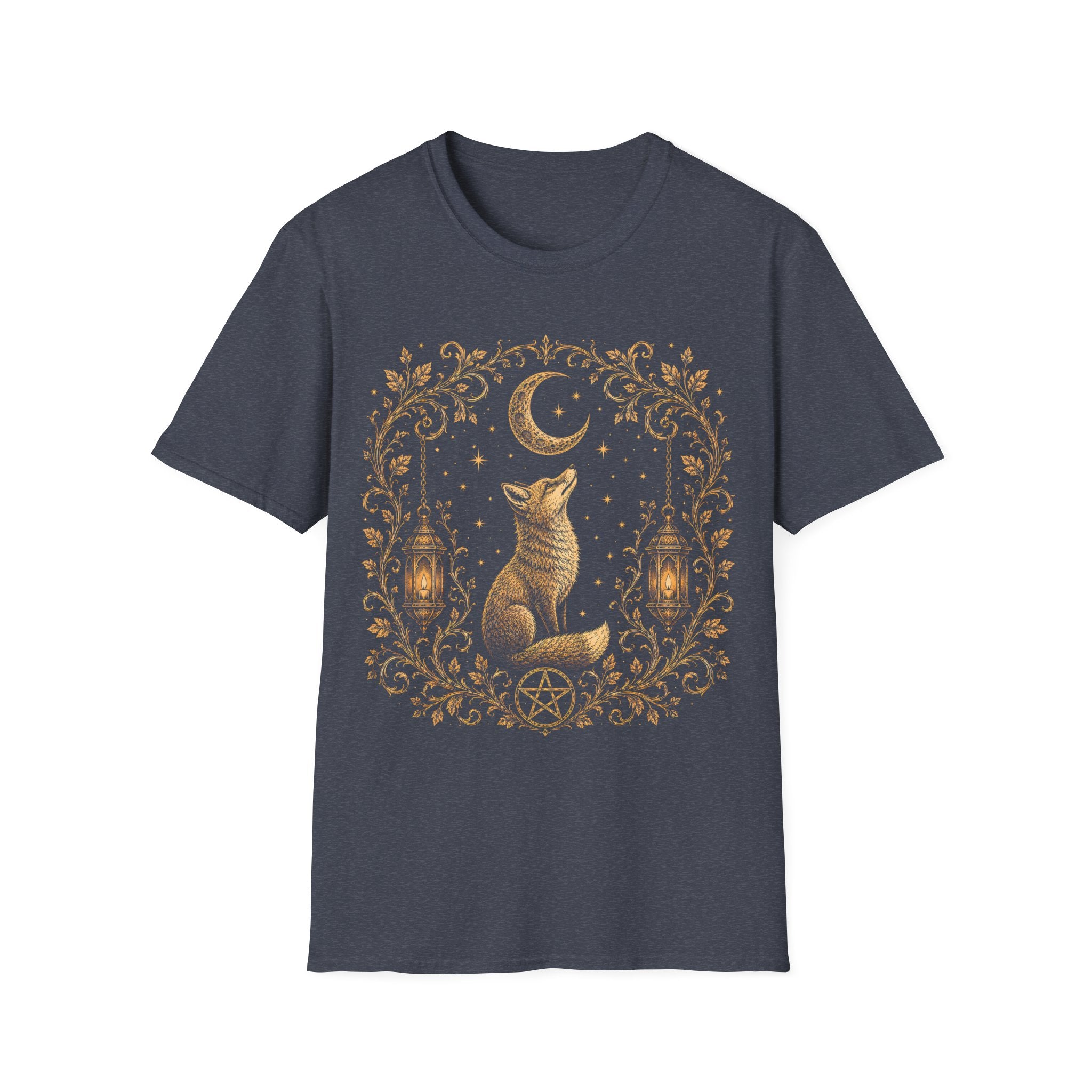 Celestial Fox Under Crescent Moon T-Shirt