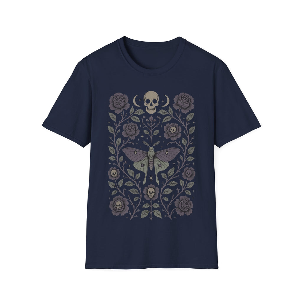 Dark Gothic Crescent Moon Death Moth T-Shirt