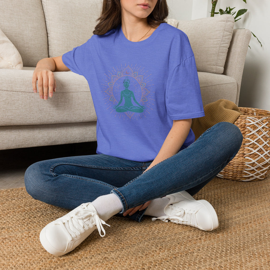 Blue Meditating Woman T-Shirt