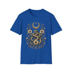 Mystic Serpent Under Crescent Moon Floral T-Shirt