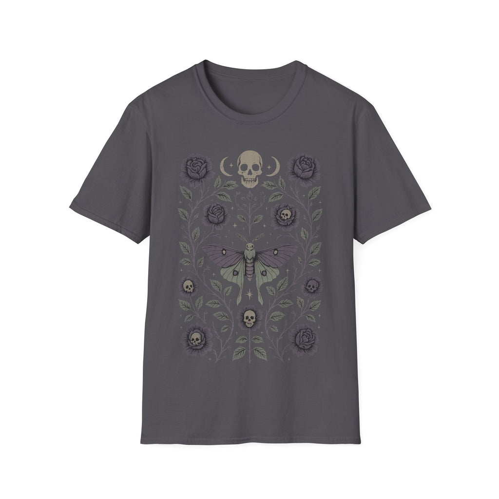 Dark Gothic Crescent Moon Death Moth T-Shirt