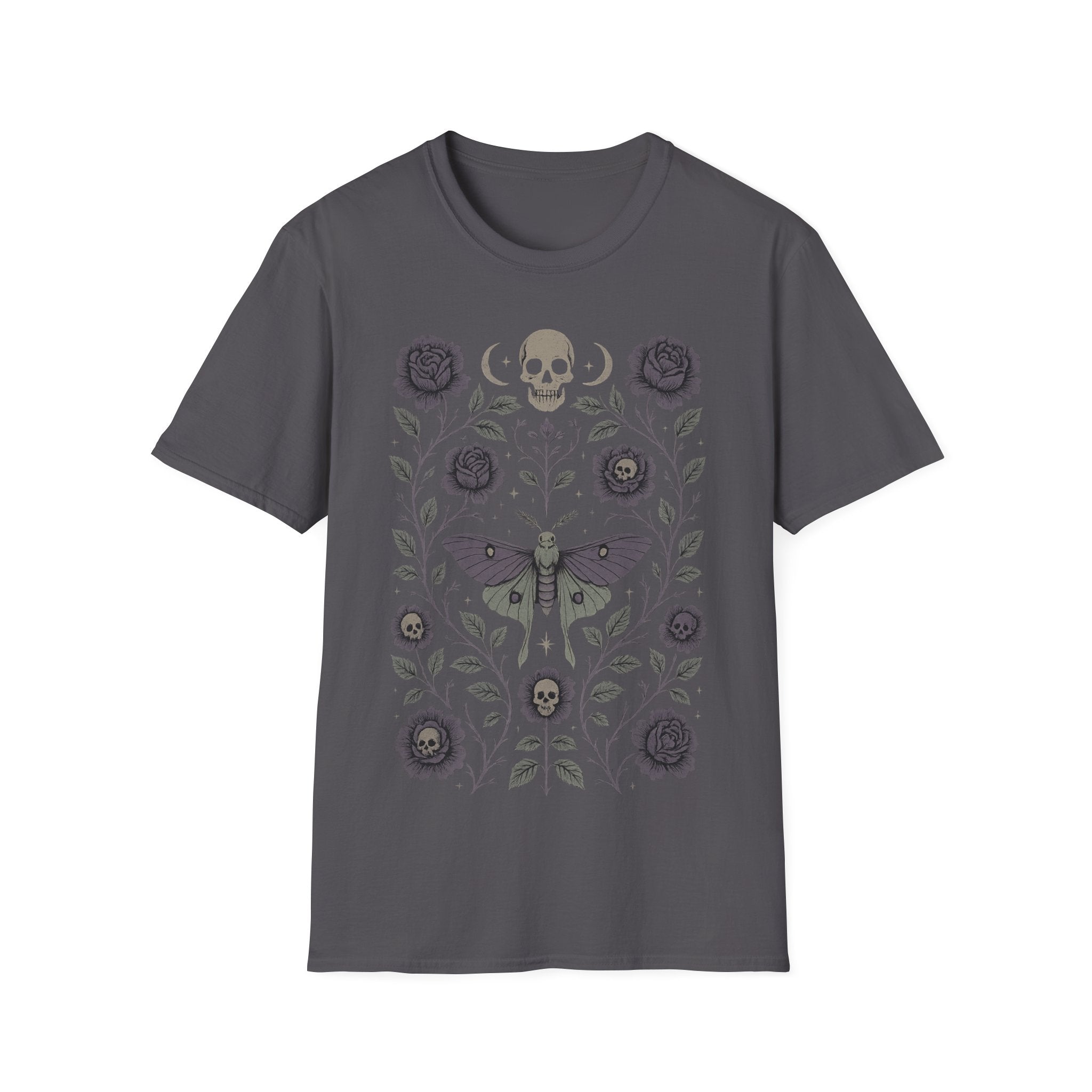 Dark Gothic Crescent Moon Death Moth T-Shirt