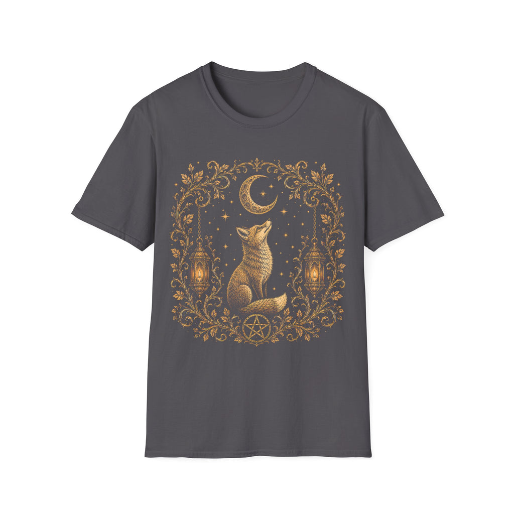Celestial Fox Under Crescent Moon T-Shirt