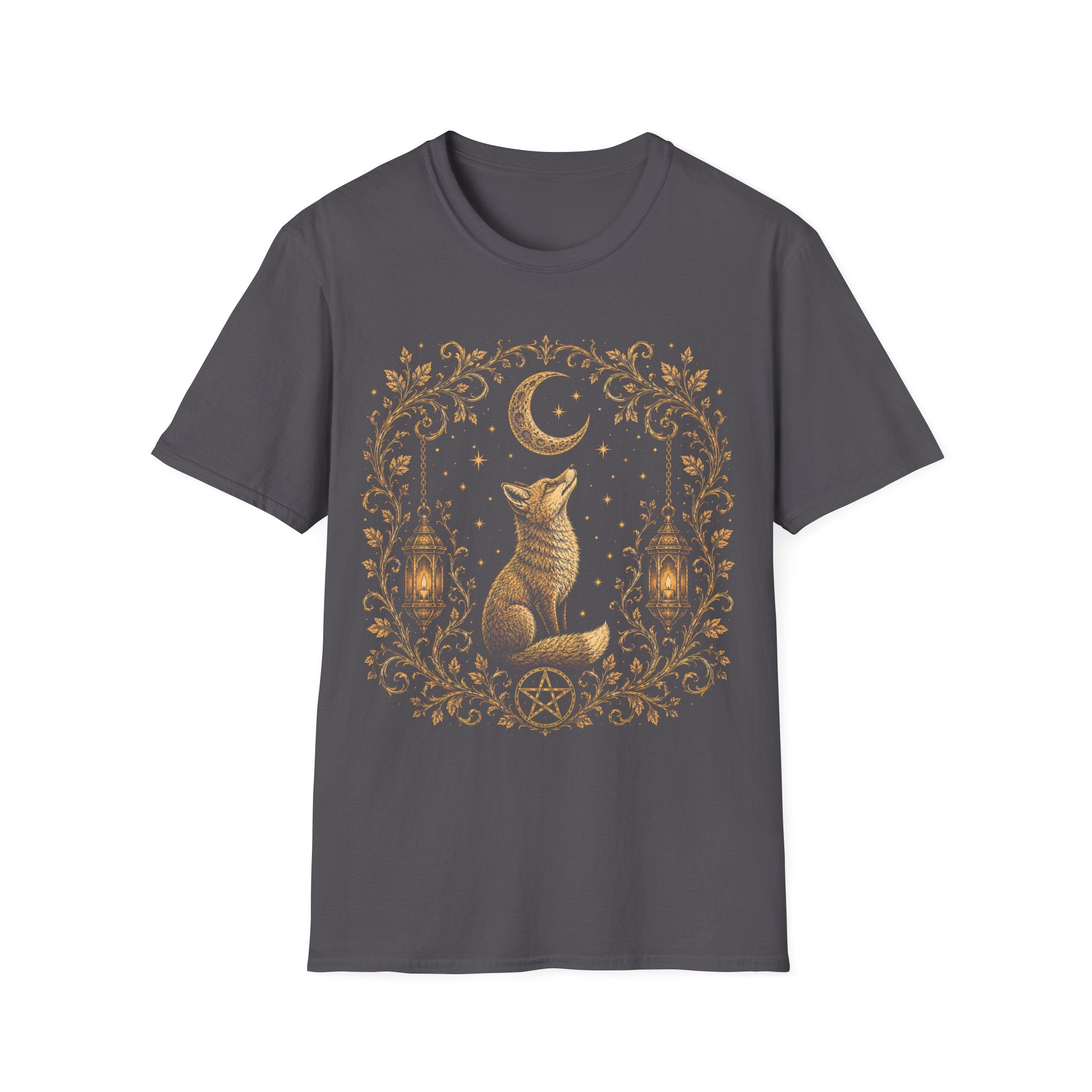 Celestial Fox Under Crescent Moon T-Shirt