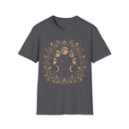 Moon Phases Celestial Botanical Wreath T-Shirt