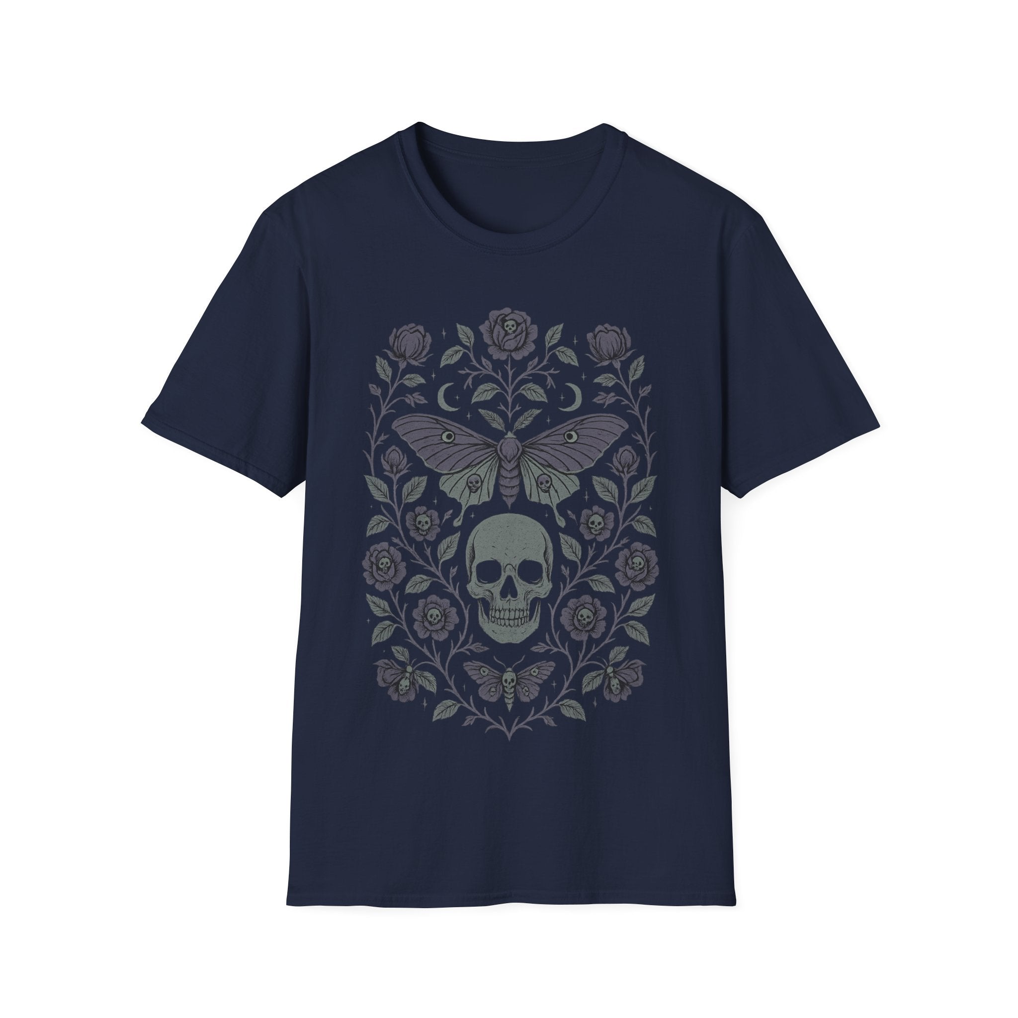 Gothic Skull, Death Moth & Skull Roses T-Shirt