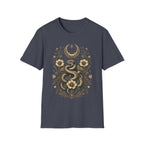 Mystic Serpent Under Crescent Moon Floral T-Shirt