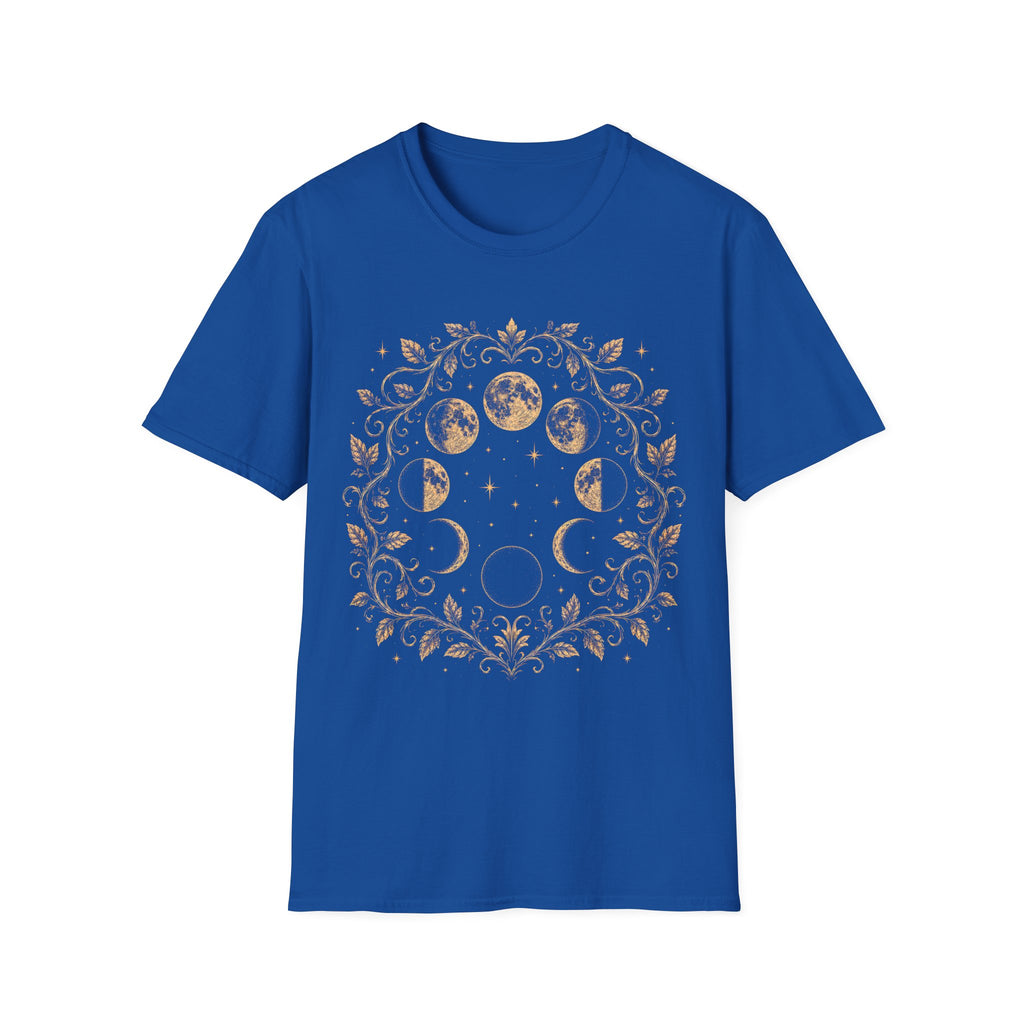 Moon Phases Celestial Botanical Wreath T-Shirt