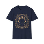Moon Phases Celestial Botanical Wreath T-Shirt