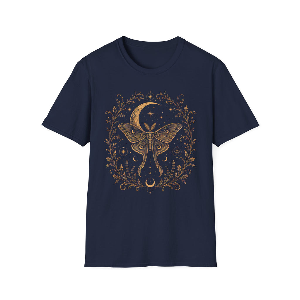 Night Sky Crescent Moon Celestial Luna Moth T-Shirt
