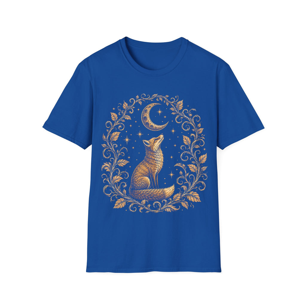 Fox Gazing At A Glowing Crescent Moon T-Shirt