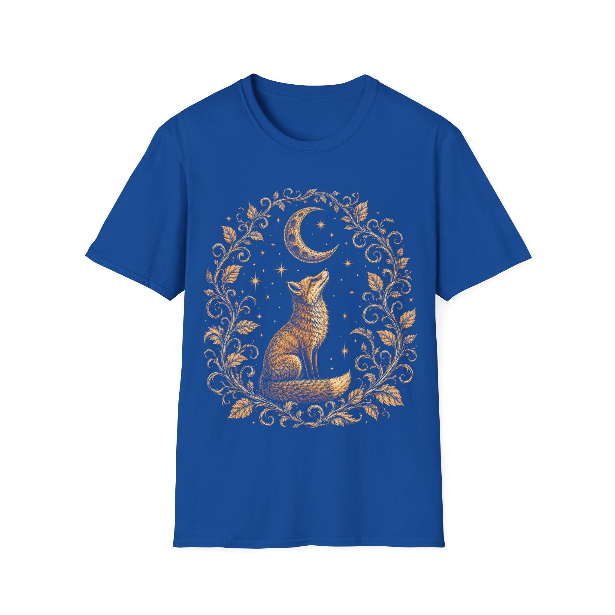 Fox Gazing At A Glowing Crescent Moon T-Shirt