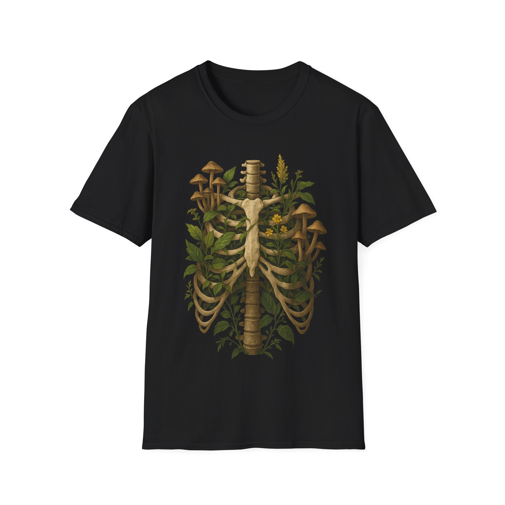 Forest Entropy Ribcage Botanical Decay T-Shirt
