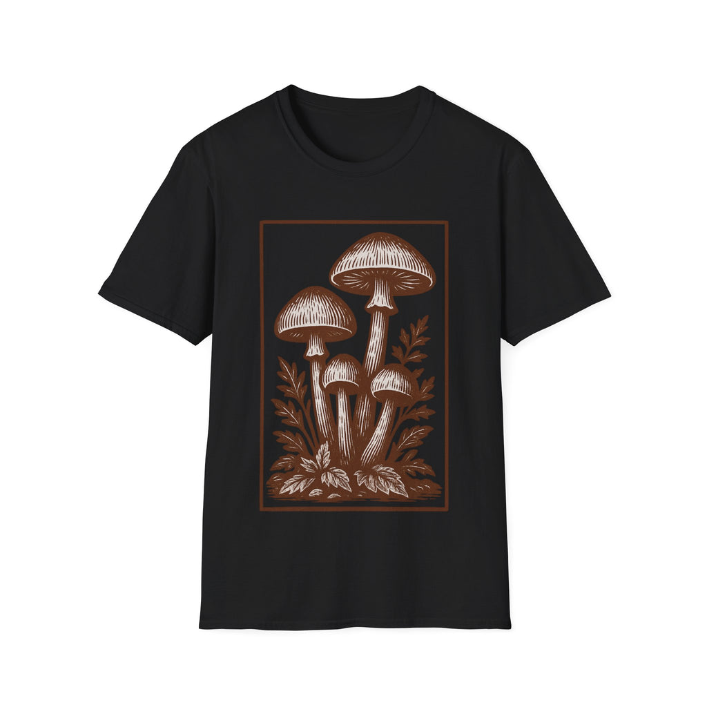 Vintage Woodland Mushroom Illustration T-Shirt