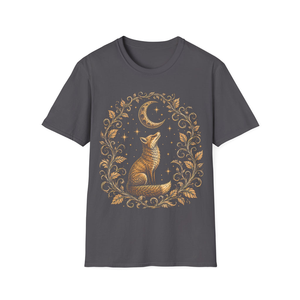 Fox Gazing At A Glowing Crescent Moon T-Shirt