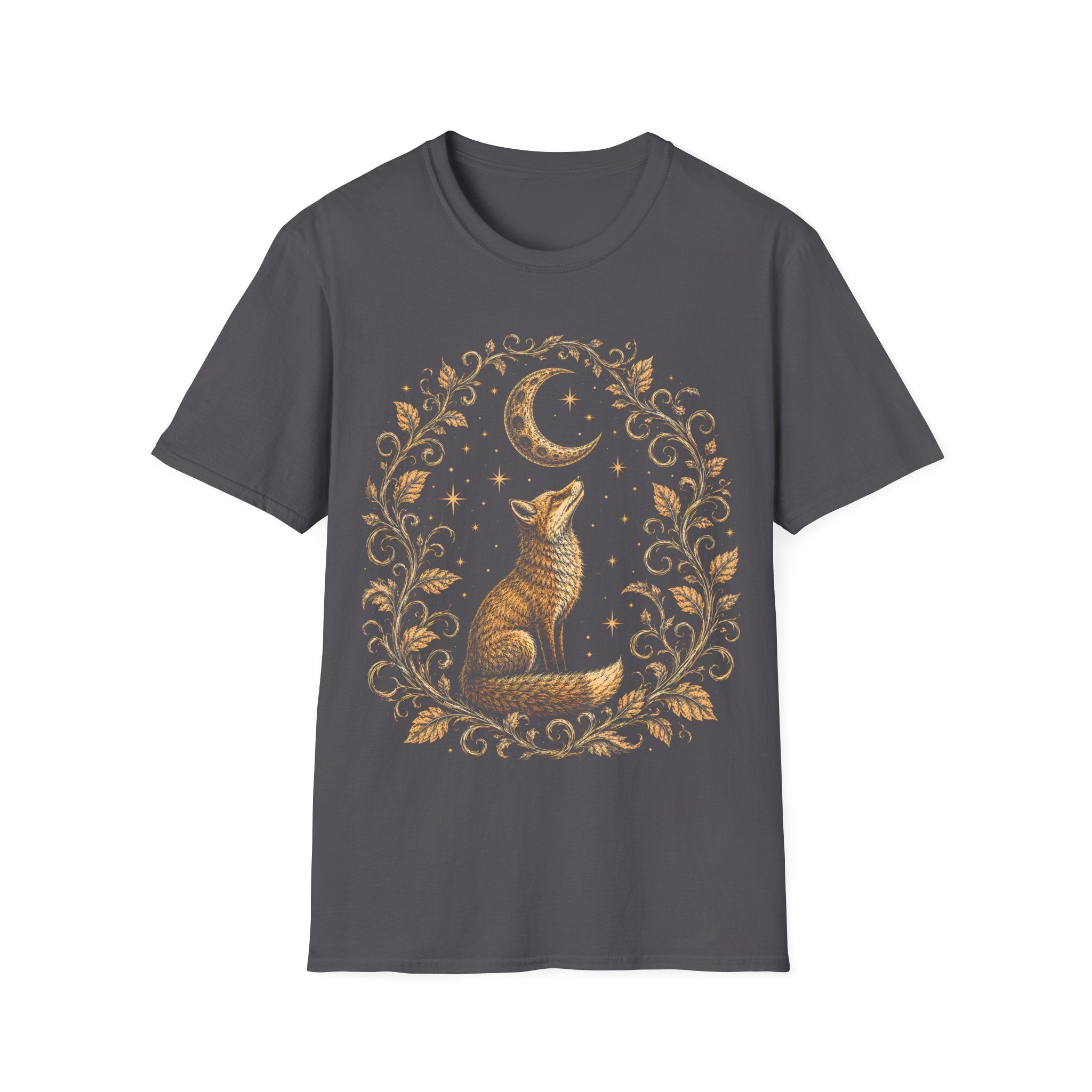 Fox Gazing At A Glowing Crescent Moon T-Shirt
