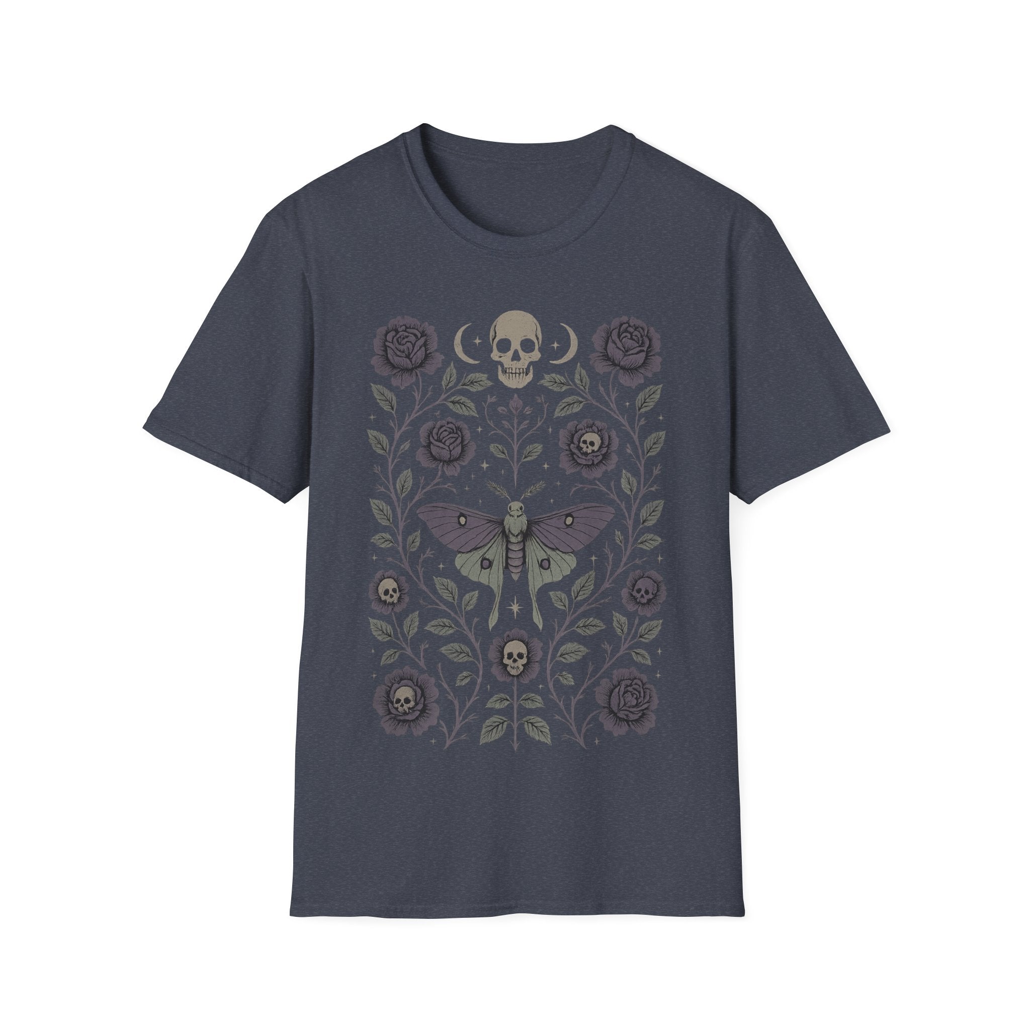 Dark Gothic Crescent Moon Death Moth T-Shirt