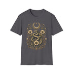 Mystic Serpent Under Crescent Moon Floral T-Shirt