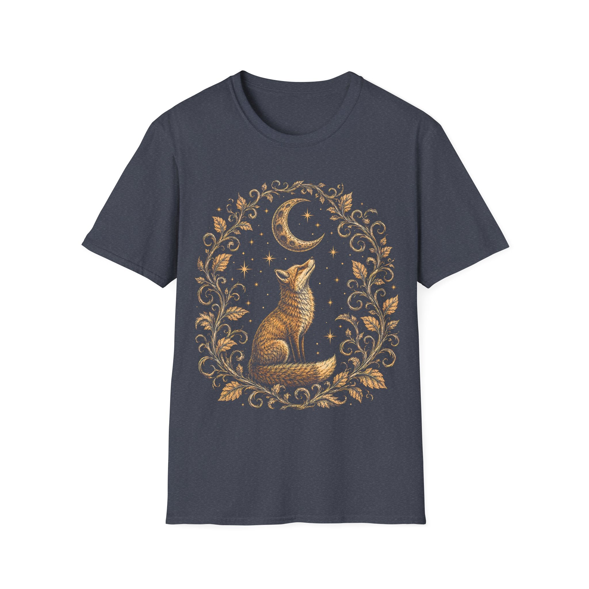 Fox Gazing At A Glowing Crescent Moon T-Shirt